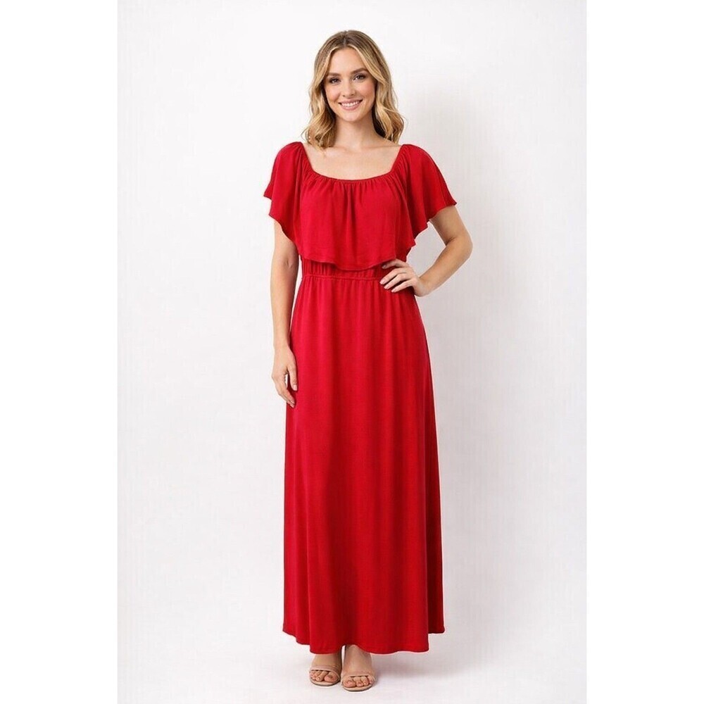 Ninexis Red Valentine LucyMaxi Dress   Comfortable ft Soft jersey fabric Size M.